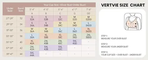 Detailed size chart for seamless comfort bras with measurement guide for S to 3XL sizes