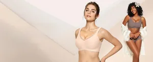 Detailed mesh V-neck wireless bra with seamless full coverage and supportive design