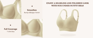 Detail view of seamless beige jelly bra with full coverage and smooth supportive straps