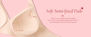 Detailed macro view of the seamless beige bra's inner cup structure and side opening