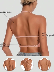Detail of backless seamless bra with three adjustable low-back strap conversion modes