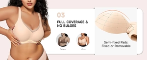 Detail of wide side wings for smoothing armpit fat and breathable semi-fixed pads