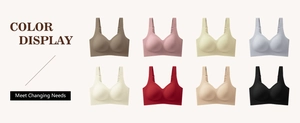 Multiple colors of seamless wireless jelly bras shown in a flat lay display