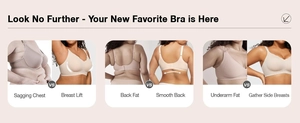 Before and after comparison showing seamless bra lifting and smoothing back fat effect