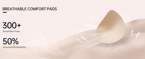 Breathable nude foam bra pad insert with micro-ventilation holes and airflow detail