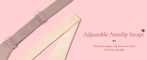Detail of adjustable anti-slip bra straps with fine texture and durable buckles
