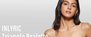 Primo piano di un reggiseno a triangolo senza cuciture color nudo con spalline sottili