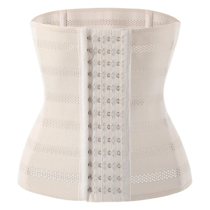 Women's beige breathable compression waist trainer belt for postpartum tummy control