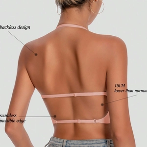 Seamless backless bra with invisible edges and 10cm lower back strap for open back dresses
