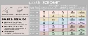 Size guide for wireless full coverage bras with underbust measurement instructions