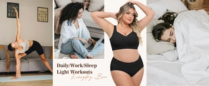 Black seamless bra and panties set for daily wear, office, light workout, and sleep