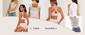 Detail of seamless bra showing U-back and cross-back designs for comfort and support
