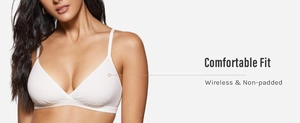 Dettaglio del reggiseno bianco senza ferretto e imbottitura con fascia elastica morbida