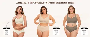 Size guide for wireless seamless bras featuring models in various body shapes and measurements