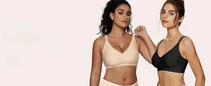 Front-adjustable seamless wireless bras in nude and black providing full coverage support
