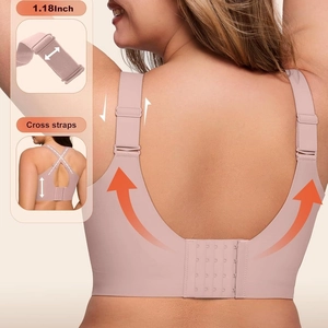 Women's seamless push-up wireless bra with 1.18 inch wide cross back adjustable straps