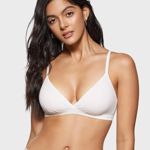 Reggiseno a triangolo bianco senza cuciture da donna con scollo a V e spalline sottili