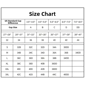 Guide des tailles de soutien-gorge sans couture du S au 3XL avec mesures US