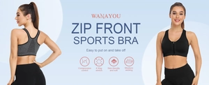 Front zipper sports bra with high elasticity and racerback design for workout
