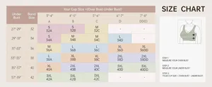 Guide des tailles complet pour soutiens-gorge sans couture avec mesures en pouces