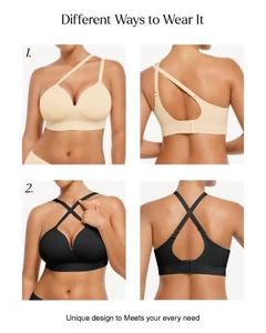 Detail of wire-free bras showing adjustable straps for multi-way styling and seamless fit