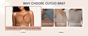 Comparison showing seamless wave-edge bra benefits versus common bra discomfort and marks