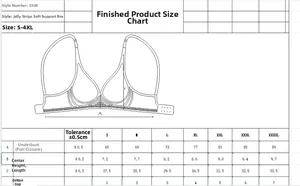 Detailed size chart for V-neck seamless bra showing measurements from S to 4XL sizes