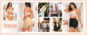Détails de culottes sculptantes sans couture taille haute pour femmes en noir et beige