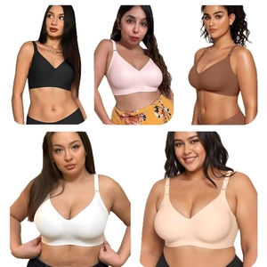 Seamless wireless V-neck push up bras for women in multiple colors for full coverage