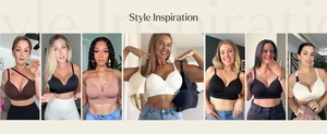 Multiple women showcasing various colors of seamless wireless bras for diverse skin tones