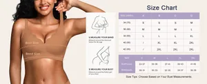 Comprehensive size chart for seamless wireless bras featuring US and EU measurement guidelines