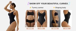 Comparaison avant et après du body gainant noir pour un effet ventre plat visible