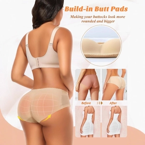 Culotte rembourrée sans couture pour femme avec effet push-up et coussinets aérés