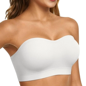 Women Supportive Strapless Push Up Bra Seamless Padded Ribbed Bandeau Tube Top For Off-Shoulder Dresses And Daily Wear Comfort