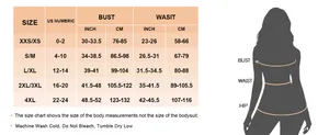 Guide des tailles pour body gainant sans couture avec mesures du buste et de la taille en cm