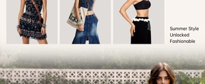 Summer casual outfit collage featuring floral dress, denim skirt, and black tube top