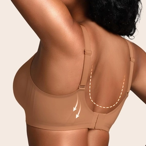 Women's seamless nude wireless jelly bra with adjustable straps and back support design