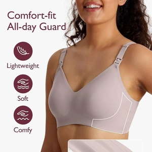 Seamless nursing bra in light purple with wide band for all-day comfort-fit support