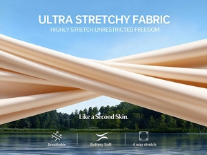 Close-up of buttery soft, 4-way stretch breathable fabric on supportive wireless bra