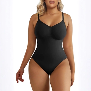 Body Sculptant Sans Couture pour Femmes Contrôle du Ventre Col en V Bretelles Réglables Combi-Pantalon Sculptante