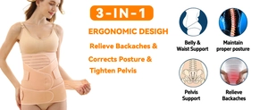 3-in-1 postpartum belly band set showing abdominal support and lower back relief