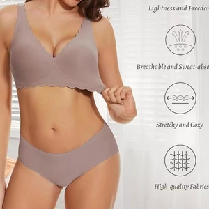 Dettaglio reggiseno senza cuciture a V con bordi ondulati e tessuto elasticizzato