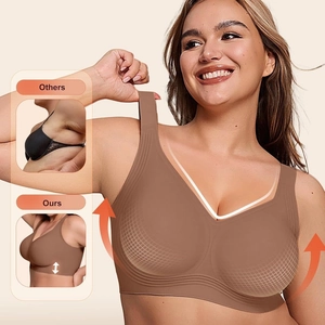 Women's chocolate brown seamless wireless bra with wide straps for full support and lift
