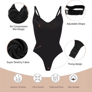 Body sculptant noir sans couture pour femmes avec bretelles réglables et gainant