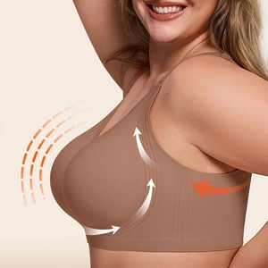 Wireless full coverage seamless plus size bra with high side support in brown color