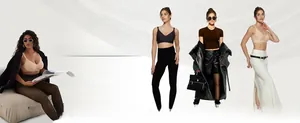 Variety of seamless wireless bras and high waist shaping leggings for women in classic colors