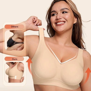 Supportive wireless nude push up bra with breathable full coverage for women