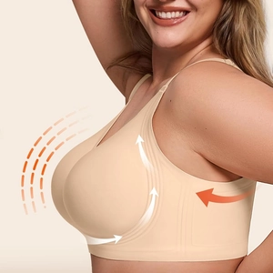 Supportive wireless push up bra with wide side wings for slimming and lifting effect