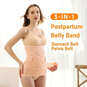 Breathable 3-in-1 postpartum recovery belt set with stomach, belly, and pelvis supports