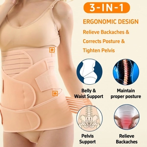 3-in-1 postpartum belly wrap with ergonomic breathable mesh for C-section recovery support